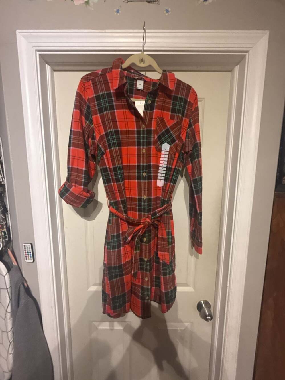 Brand New Duluth Trading Co Women's Free Swingin' Flannel Shirtdress Red Plaid M